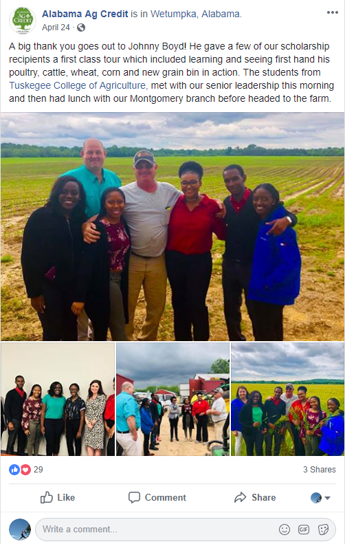 Tuskegee University students on a farm tour. 