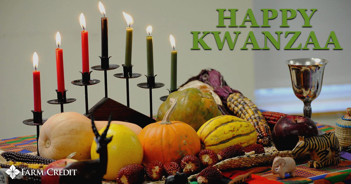 kwanzaa graphic with colorful candles lit