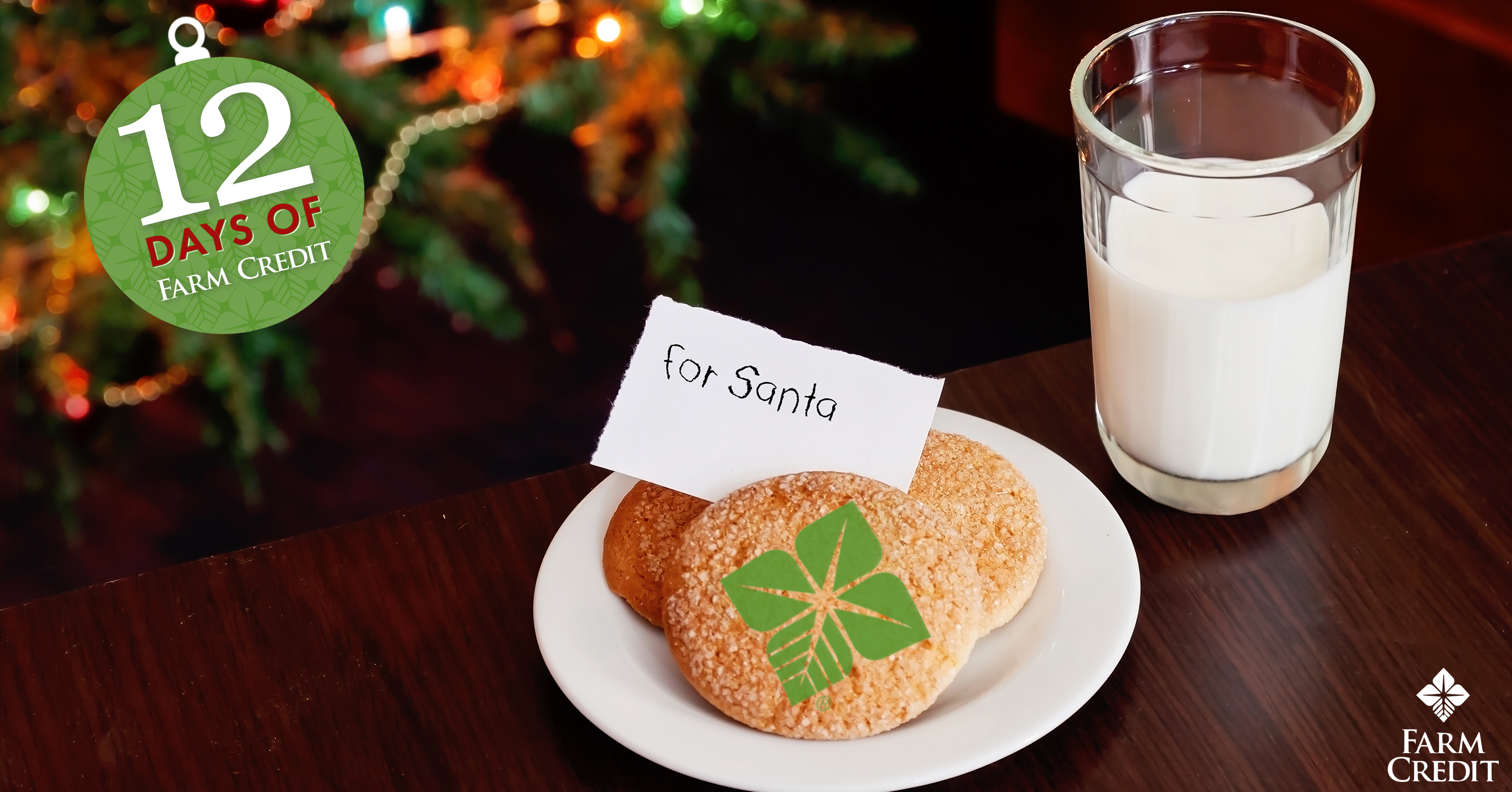 milk for santa's cookies on table with christmas tree